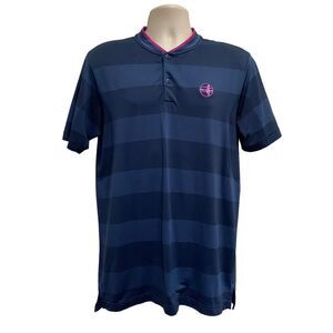 Adidas Golf Striped Primeknit Polo Shirt Sz M